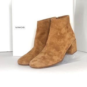 VINCE Golden Suede Ankle Boots with Perfect Heel